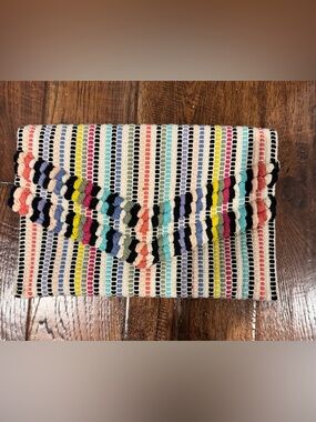 Colorful Striped Handwoven Clutch - Multicolor